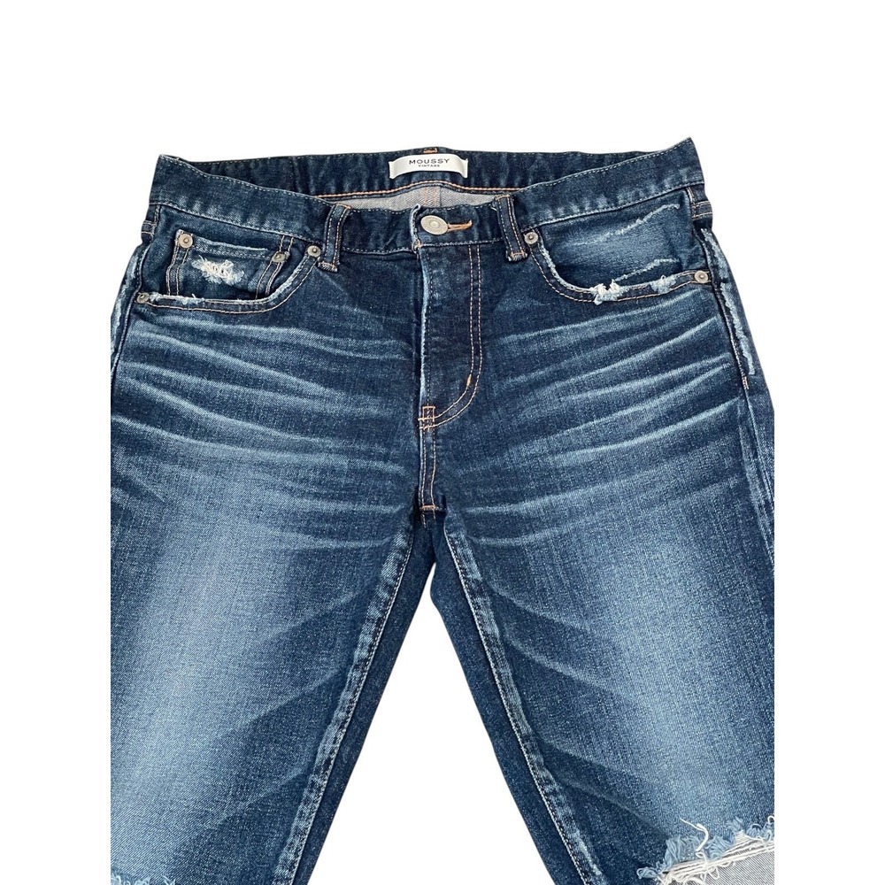 Moussy Vintage Womens Blue Distressed Ripped Knee Slim Tapered Jeans Size 28 NWT - Picture 11 of 16